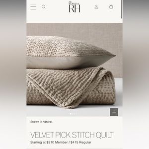 Restoration Hardware Velvet quilt